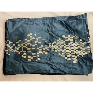 Set of 10 Teal Blue Velvet Gold Foil Geometric Placemat Decorative Textile 17x12